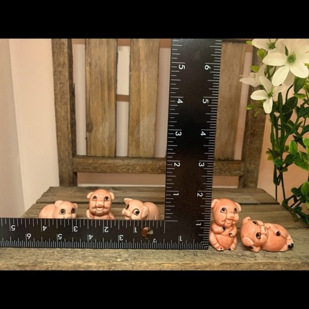 MIC Pink Pigs Mini Ceramic Vintage Figurines - Picture 10 of 16